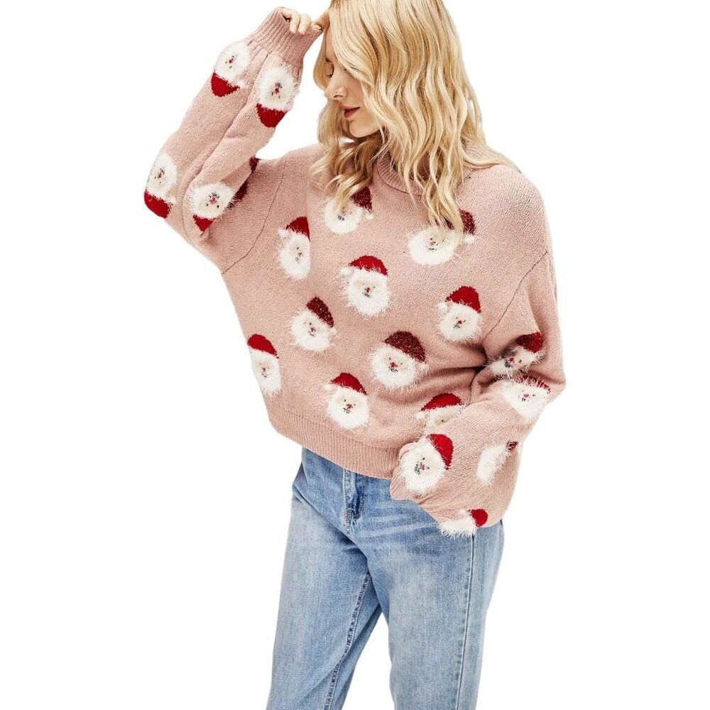 Women Santa Sweater Ugly Christmas Pullover Knit Holiday Party Top
